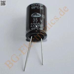 10 x 2200µF 2200uF 35V 105° RM7.5 Elko Kondensator Capacit Samwha E-Cap 10pcs - Picture 1 of 1