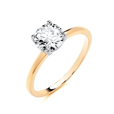 9ct Yellow Gold on Silver 2.00CT Simulated Diamond Solitaire Engagement Ring K-S - Image 1 of 4