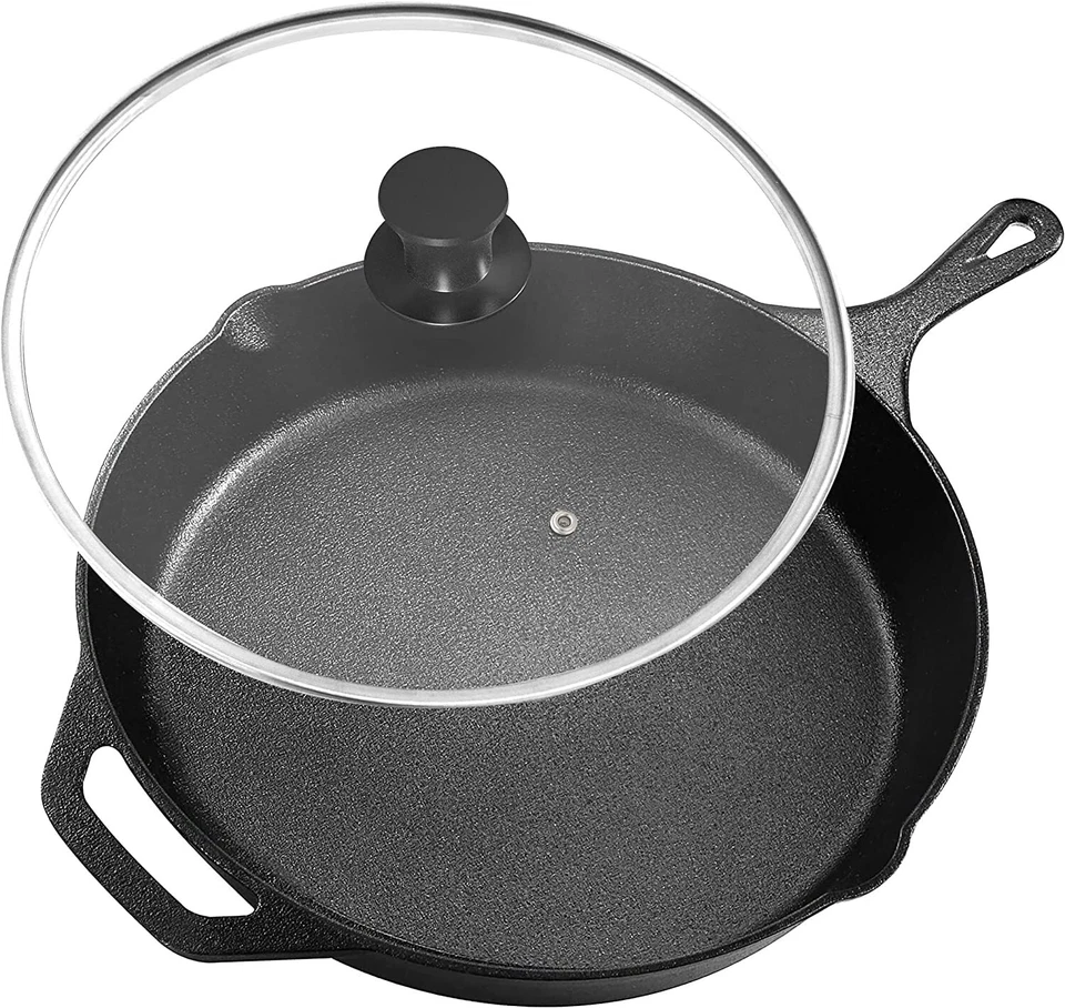 Pre-Seasoned Cast Iron Skillet With Lid Frying Pan Cast Iron Pans Utopia Kitchen - Image 1 of 4
