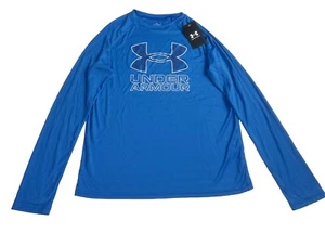 Under Armour Tech Hybrid Print Fill Shirt Boys L Cosmic Blue Crew Neck L/S NWT - Picture 1 of 7