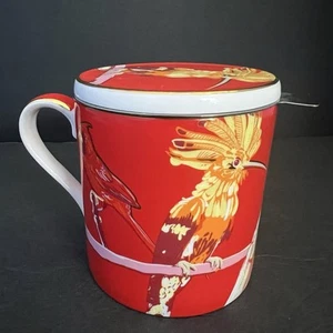 T2 Tea Parrots Mug with Stainless Steel Infuser Gold Trim - Picture 1 of 21