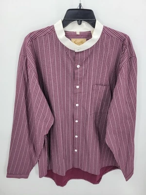 Skully Western Shirt Mens XL Maroon White Stripe Tab Collar Button Up Vintage - Image 1 of 4