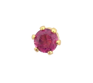 3mm .13 Inch Round Rubellite Tourmaline Gem Goldplated Tie Tack ESTT194/112325 - Picture 1 of 2