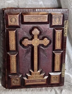 Catholic Family Bible 1874 Edition Translated From Hebrew , Greek , Leather - Picture 1 of 23