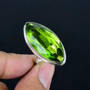 Peridot Marquise Gemstone Handmade 925 Sterling Silver Adjustable Ring VJ 1225 - Picture 1 of 5