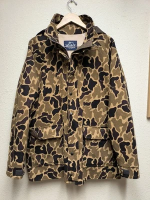 Vtg Woolrich Wool Gore-Tex  Frogskin Duck Camo Jacket Parka Hood Men's L USA - Image 1 of 4