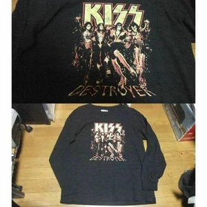 T-shirt lunga Kiss 5L Black Deathroyer band edizione limitata difficile da trovare gamba rock - Foto 1 di 8