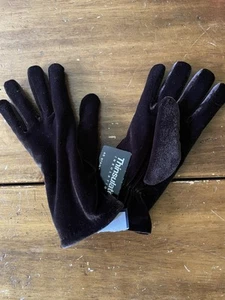Neu Neu mit Etikett Thinsulate Isolierung 40 Gramm Damen braun Velours Samt Handschuhe - Bild 1 von 4