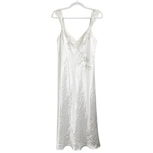 Oscar De La Renta Pink Label White Satin Lace Nightgown Small Bridal Lingerie - Picture 1 of 21