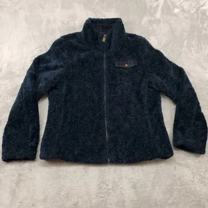 Pendleton Jacket Womens Medium Sherpa Fleece Blackwatch Plaid Trim Cozy Warm - Picture 1 of 16