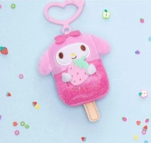 🍓4" Clip-On Popsicle Hello Kitty Plush Pink Glitter My Melody Strawberry NWT - Picture 1 of 2