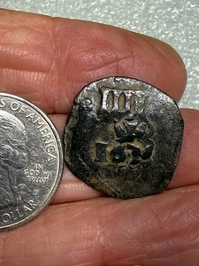 1636 Countermarked To 1655 6 Maravedis REAL Spanish Silver Billon Mix Coin #2-V - Picture 1 of 3