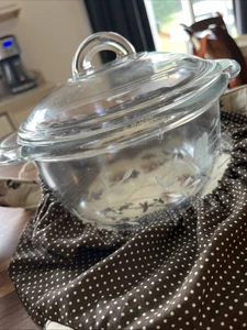 Princess House Heritage Floral Etched Glass Covered Casserole Dish W/ Carrier - Picture 1 of 14