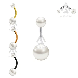 Belly Bar Pearl Ball Navel Ring Surgical Steel Screw Button Banana Curve Barbell - Picture 1 of 7