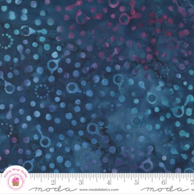 BOSSA NOVA 4361 35 Navy Space Blue Green MODA BATIKS Quilt Fabric - Image 1 of 4