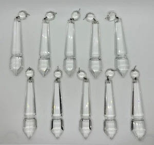 Crystal Chandelier Prism-Shaped Antique Czechoslovakian Lead Crystals Lot of 10 - Picture 1 of 5