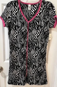 Bobbie Brooks Zebra Full Zip Nightgown Robe Women’s Size Small Pockets - Picture 1 of 4