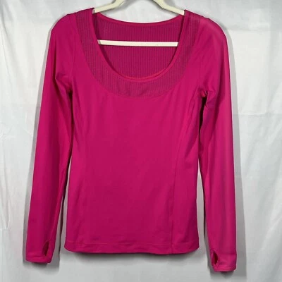 Lorna Jane Active Top S Fuchsia 穿孔长袖套衫标志拇指孔 — 第 1/4 张图片