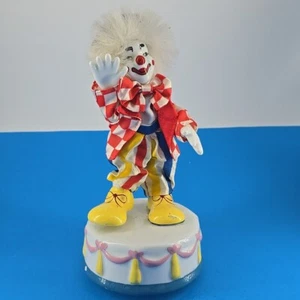 Vintage Clown Figurine Rotating Music Box Plays Music SEE PICS PAINT CHIPPING - Picture 1 of 11