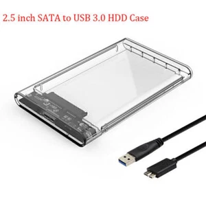 2.5" Transparent USB 3.0 to SATA SSD HDD Hard Drive Disk External Case En*S C2W7 - Afbeelding 1 van 13