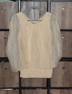 Elena Baldi Silk Blend Layered Sleeveless Blouse Top Beige Womens L Made Italy - Picture 1 of 5