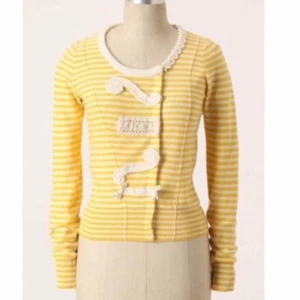New! Anthropologie Yellow Striped "Loose Lines Cardi" Cardigan Sweater S - Picture 1 of 5