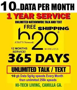 H2O H20 SIM WITH ✅ 1 YEAR UNLIMITED Talk/Text ✅ + 10gb DATA Per Month! - Picture 1 of 1