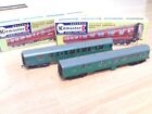 Pair of Kitmaster Green Corridor Coaches for Hornby OO Gauge Sets - Playworn