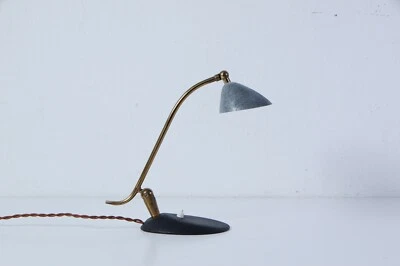 Lampe de Table Bureau Vintage Design Ans 40 50 Fonte Et Laiton - Photo 1/4