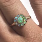 Antique 10k Yellow Gold Ring 11 Opals Size 6.25