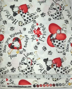 Cute To Boot #6545 Robert Kaufman BTY Cotton Fabric Dalmatians Puppy Valentines - Picture 1 of 3