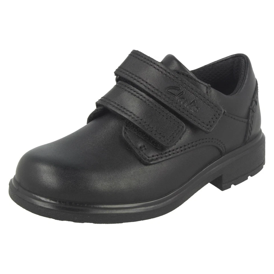 Jungen Clarks Remi Pace Inf & Jnr schwarz Leder Smart Schule Schuhe