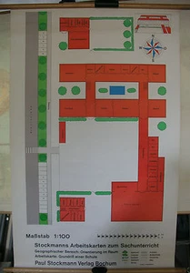 Mural escolar mural mapa de trabajo planta de una escuela 1:100 80x125 cm - Imagen 1 de 1