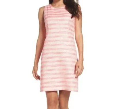 Платье женское Eliza J неоновое розовое серебристое металлик в полоску размер 8 без рукавов 138 долл. США - Изображение 1 из 4