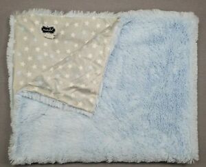 Mud Pie Light Blue Gray Fuzzy Minky Star 30"X34" Blanket