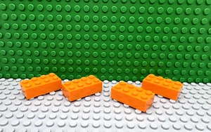 Lego 4 Orange 2x4 brick block NEW - Picture 1 of 1