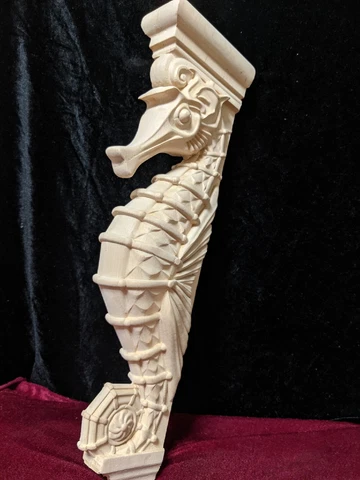 Large Seahorse Corbel Nautical style Wood Shelf Bracket, fireplace surround 15" Cover
