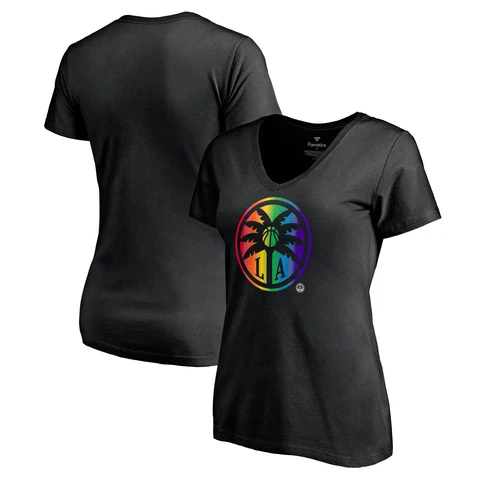 Women's Fanatics Branded Black Los Angeles Sparks Team Pride V-Neck T-Shirt Cover