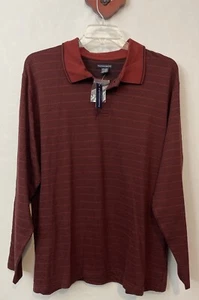 Knightsbridge Mens XL Red Striped Long-Sleeved Cotton Polo Shirt NWT! A6513 - Picture 1 of 5