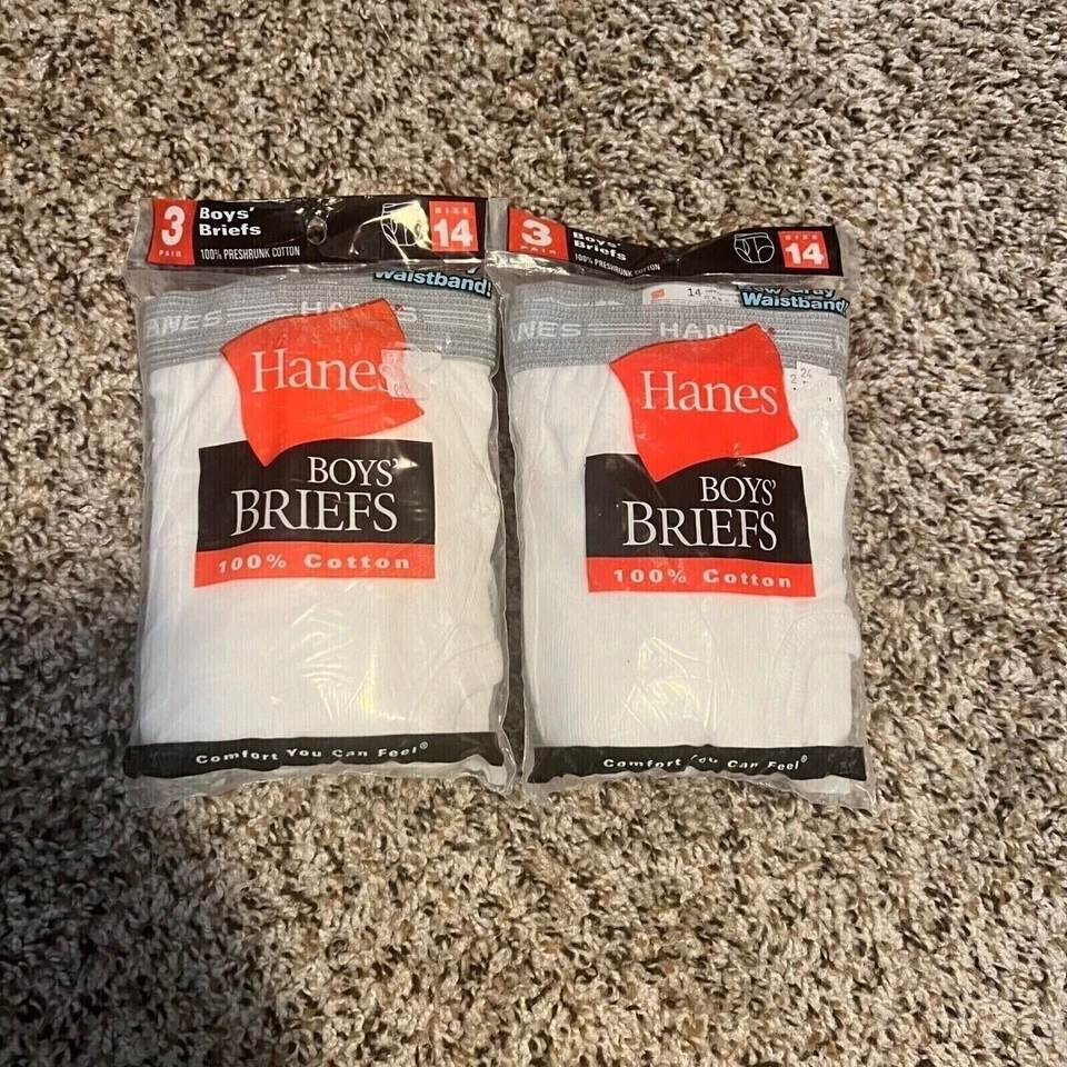 Cuecas Hanes masculinas cuecas pacote com 3 algodão branco cintura confortável tamanho 14 - Imagem 1 de 2