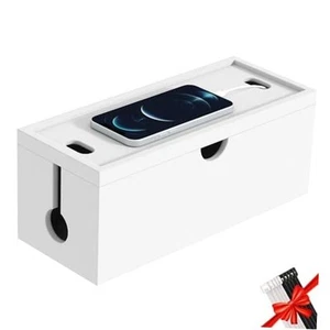 Bambus Kabelmanagement Box, Große Kabel Organizer Box Kabel 1Medium Ganz Weiß - Bild 1 von 7
