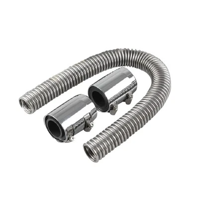 24" Durable Stainless Steel Upper or Lower Radiator Hose Kit w/ Chrome Caps - Image 1 of 4