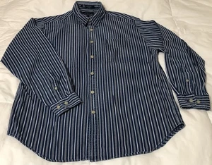 John Ashford 100% Cotton Denim striped Oxford Large - Picture 1 of 12