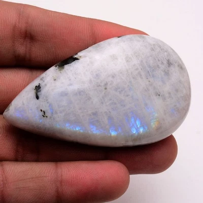 212 Cts Natural Moonstone 63mmx36mm Pear Cabochon Untreated Huge Loose Gemstone - Image 1 of 4