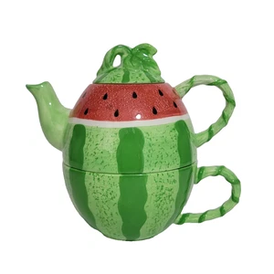 Sonoma Watermelon Tea for One Set Ceramic Teapot & Cup Summer Fruit Kitchen - Picture 1 of 13