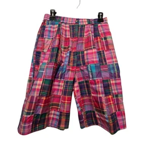 Vtg Sharon Young NWT Womens Madras Plaid Shorts Sz 10 High Waist Bermuda Preppy - Picture 1 of 12