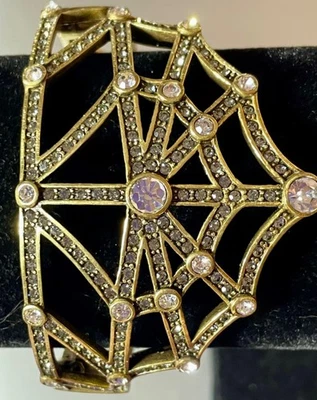 Brazalete Brazalete Declaración Heidi Daus "Dazzling Dreamweaver" Telaraña Art Deco Foto 1 de 4