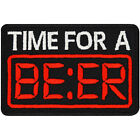 Lustiger Party Patch "Time for a be er" Aufnher Sticker Applikation 75x50mm