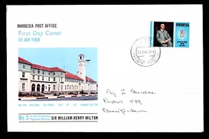 RHODESIA. SIR WILLIAM HENRY MILTON FIRST DAY COVER ~ 15th JAN 1969 & insert - Picture 1 of 1