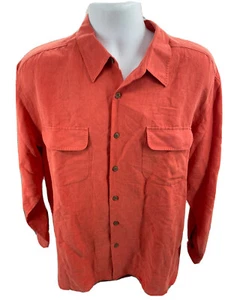 Tommy Bahama Silk Linen Shirt Button Up Comfy XL Extra Large Salmon Colored - Picture 1 of 5